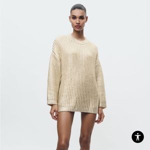 ZARA OVERSIZED FOIL KNIT SWEATER